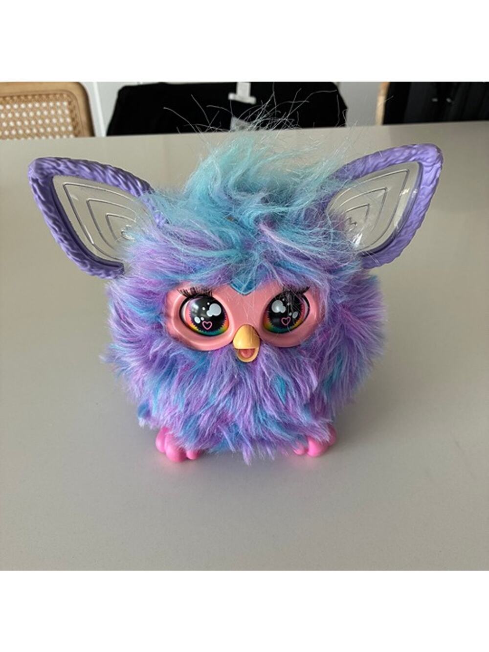 Furby Purple Plush Tie Dye Interactive Toy 2023 Glowing Ears, Tested